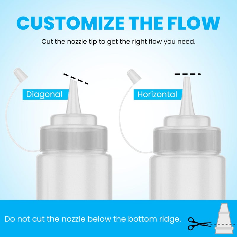 Oaklyn Squeeze Bottles 8oz 6 Pack - Reusable Condiment Bottles for Sauces Liquids BPA-Free Leak Proof Design, Easy to Clean Plastic Squeeze Bottles with Nozzle - Image 2